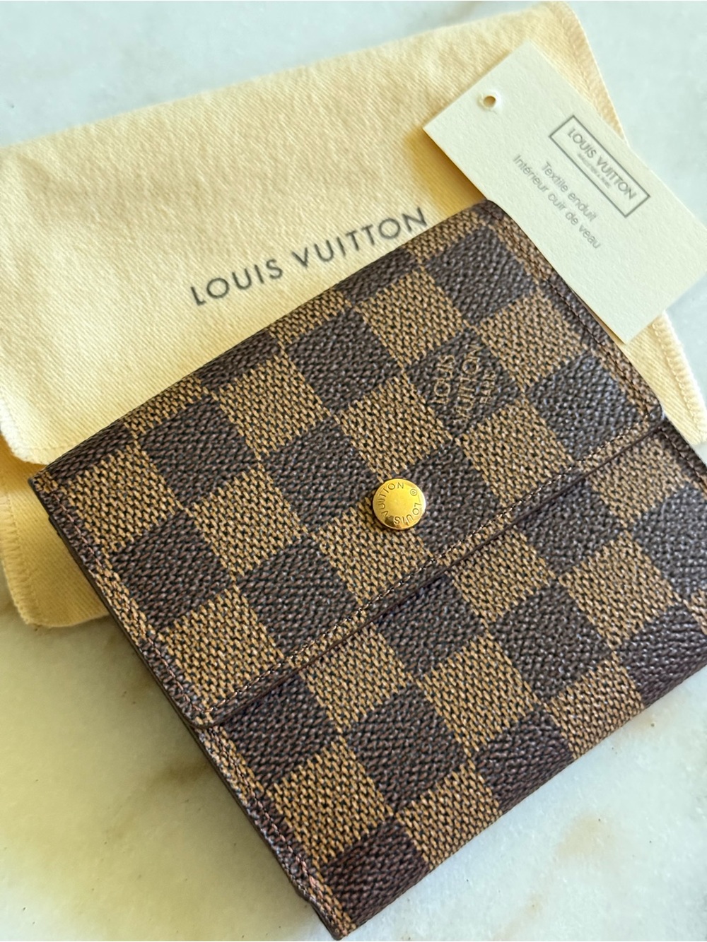 Louis Vuitton Brown Damier Canvas Compact Snap Wallet